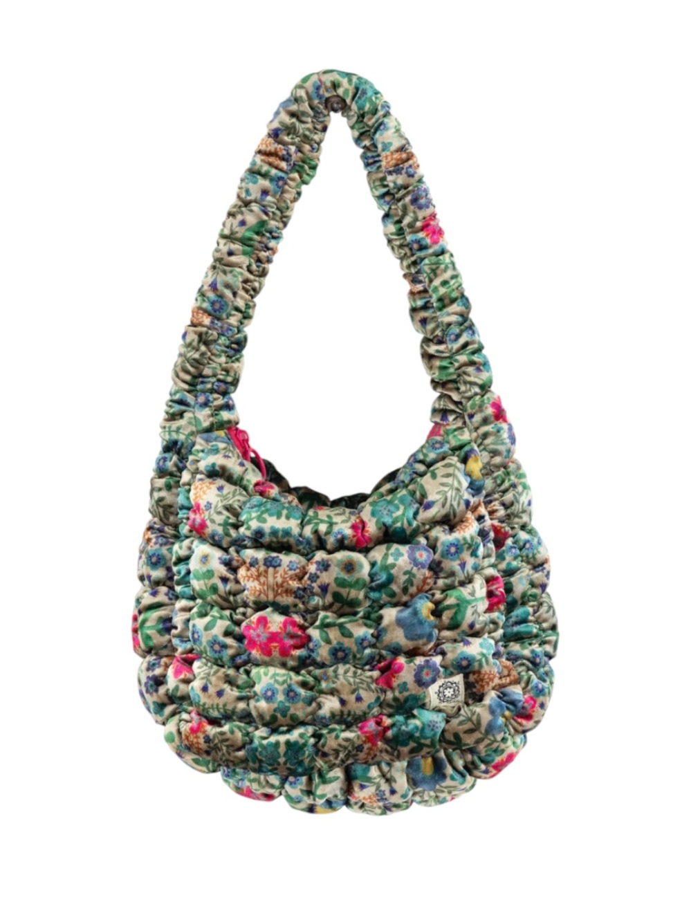 Natural Life Puffy Velvet Fit It All Bag - Small Green Floral Patchwork